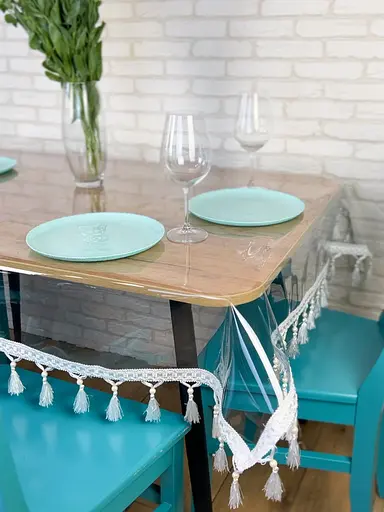 Скатертина силіконова з білою бахромою 200х140 см - фото 4