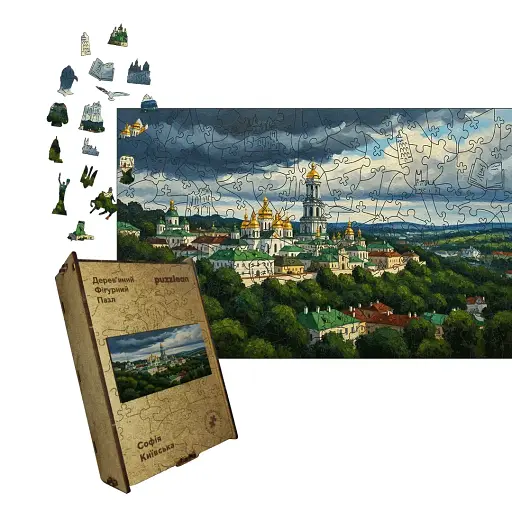 Деревянный пазл София Киевская, А5, Деревянная коробка 35 элементов