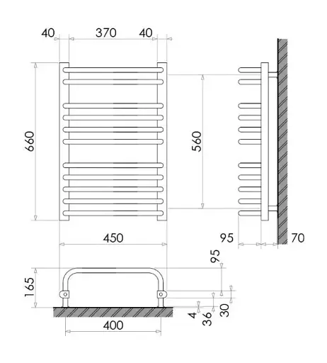 Рушникосушка водяна Heizung WU 11/45 660х450 мм 319 Вт Білий 30412 - фото 5