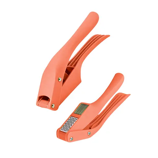 Многофункциональный пресс измельчитель для чеснока чесночница с функцией нарезки чеснока дольками (2 в 1), Kitchen Master Оранжевый 86885 - фото 1