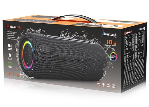 Портативна колонка Real-El RX715 10W Bluetooth TWS, RGB, Black - фото 9