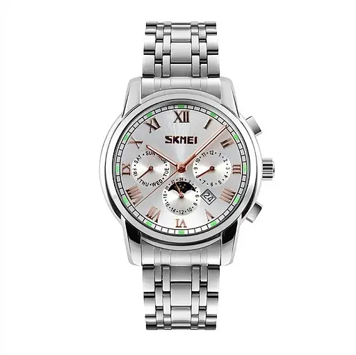 Наручные классические часы Skmei 9121 серебристые - фото 2