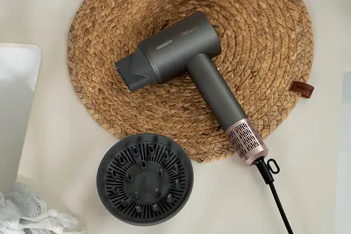 Фен Ardesto Pink Touch, 1600 Вт, 2 скорости, 3 темп. режима, ионизация, диффузор, магнитные насадки, серый + розовый - фото 6