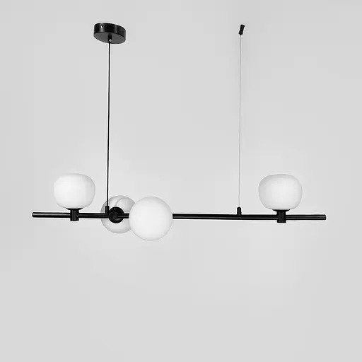 Люстра на 4 белых плафона в черном удлиненном корпусе 85 см | Ст. F 85/4 BK+WT | Line F - фото 7