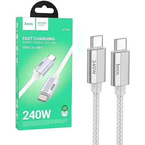 USB кабель Hoco U134 Type-C/Type-C для зарядки і передачі даних 240W довжина 18 м білий