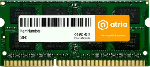 Оперативна пам'ять Atria 8GB SODIMM DDR3 1600MHz (UAT31600CL11SLK1/8)