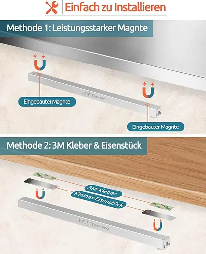 Світлодіодне освітлення для шафи 44 Світлодіодне освітлення для шафи з датчиком руху, USB-акумуляторна батарея, 4 режими - фото 5
