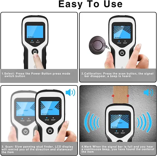 Детектор стін FOLAI Finder для пошуку по краях та центру деревини, проводів змінного струму під напругою, металевих шипів - фото 6