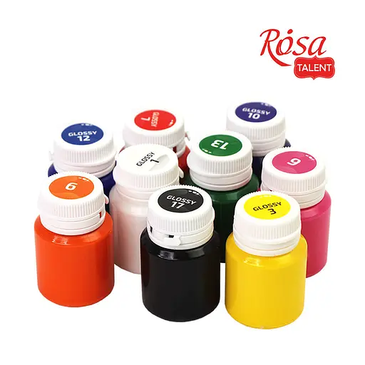 Акриловые краски Rosa для декора глянцевые 9 цв по 20 мл (4823098511144) - фото 4