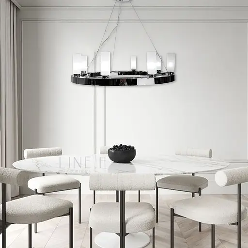 Подвесная серебряная кольцевая люстра RENNES ROUND 60 см 8 плафонов Line.F MJ 111-600 - фото 7