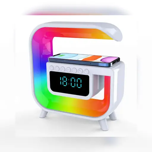 Лампа-нічник XM-G30 Колонка Бездротове ЗУ Годинники RGB білий - фото 1