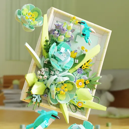 Конструктор квіти  MJI набір квіти в рамці  Магія кольору букет квітів  728 деталей - фото 4