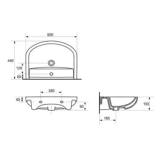 Тумба ПиК Ямайка Т6+ раковина Cersanit Arteco 60 см Белый 30412 - фото 3