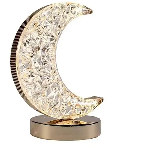 Нічник Півмісяць настільна лампа золотий 3 режими із кристалами акумуляторний від USB