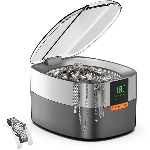 KECOOLKE Ультразвуковой очиститель ювелирных изделий, 750 мл. Звуковой очиститель с цифровым таймером для очков, колец, монет, серебро.