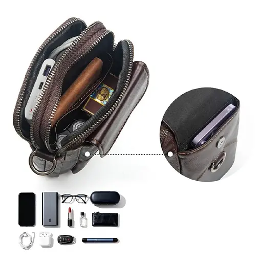 Кожаная сумка через плечо John McDee коричневая 13.5х19х5 см sum0028284 - фото 3