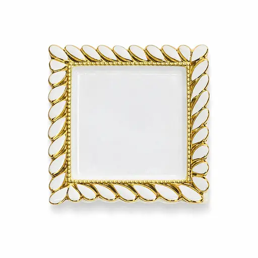 Фарфоровое блюдо Yiwu Tiffany 25х25 см квадратное сервировочное для закусок фруктов десертов с золотой отделкой ML2017 - фото 1