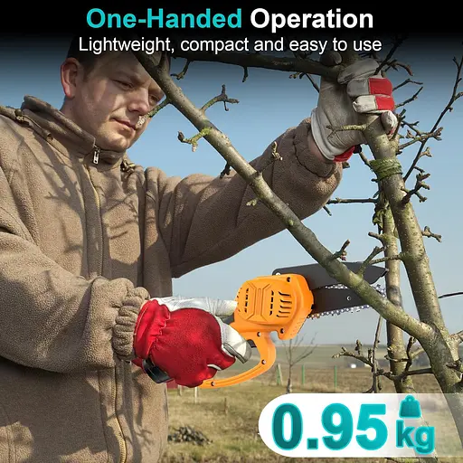 Міні-ланцюгова пилка JYGMPRO 4 дюйми, портативна бездротова бензопила з 2Ã-1,5AH 2 ланцюгами - фото 3