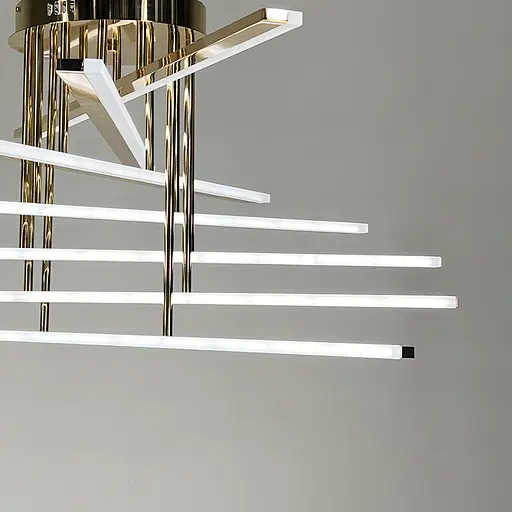 Стельова золота люстра на 5 ярусів світлових палок 80х40 см | Арт. F 607-800 GD | Line F - фото 4
