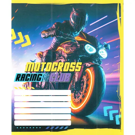 Зошит учнівський "Мотокрос" Leader 012-500103K-2 в клітинку, 12 аркушів (959050) - фото 1