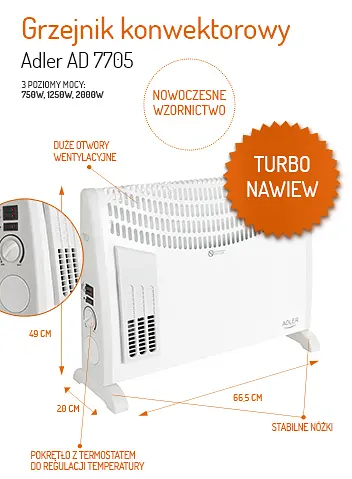 Конвекторний бігрівач Adler AD 7705 - фото 2