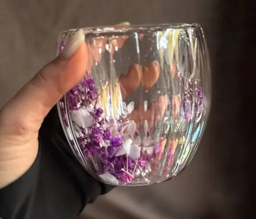 Набір скляних чашок Vittora VT-5414-250 Квіткова тиша з подвійним дном 2 чашки 200 мл - фото 4