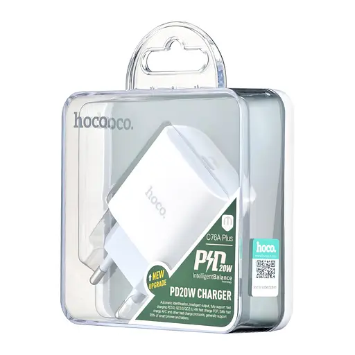 Мережевий зарядний пристрій Hoco C76A Plus Speed source PD20W charger (EU) Білий - фото 2