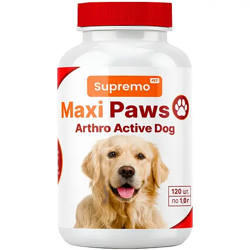 Вітаміни Supremo Maxi Paws артро для суглобів для активних собак 1 г х 120 таб.