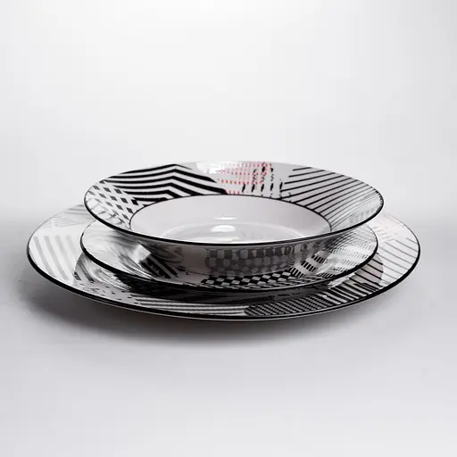 Столовий сервіз золотий на 6 персон 18 предметів набір фарфорових тарілок для сервірування столу сервіз тарілок Yiwu HP-HK-A3 - фото 3