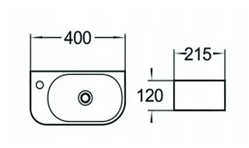 Умивальник Mexen Viera 40 black matt правий накладний підвісний MEX-21274085R, Чорний матовий - фото 2