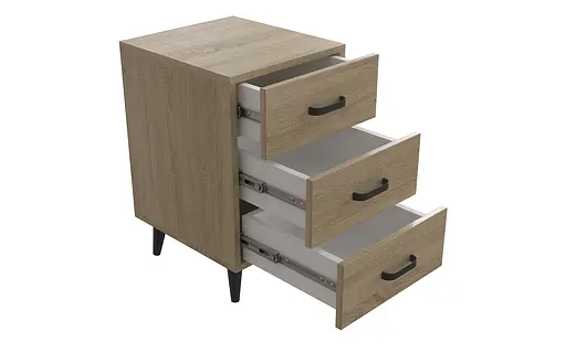 Тумба Віва 3 на конусних ніжках Ferrum-decor 56,5x35x40 Чорний метал ДСП Дуб Сонома 16 мм (FRD-106820)