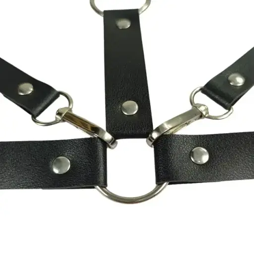 Портупея від шиї до запʼястя I’MCUM Neck to Wrist Bondage з наручниками за спиною Чорний (7970379617689) - фото 2