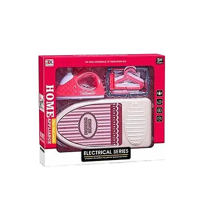 Набор для глажки 6868 A, утюг на батарейках, имитация работы утюга, спрей, гладильная доска, корзина, аксессуары, в коробке (6969237402541) - фото 1