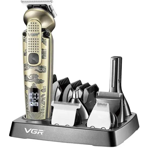 Машинка для стрижки VGR V-095, 3 в 1, 16 насадок, LED display золотиста - фото 3