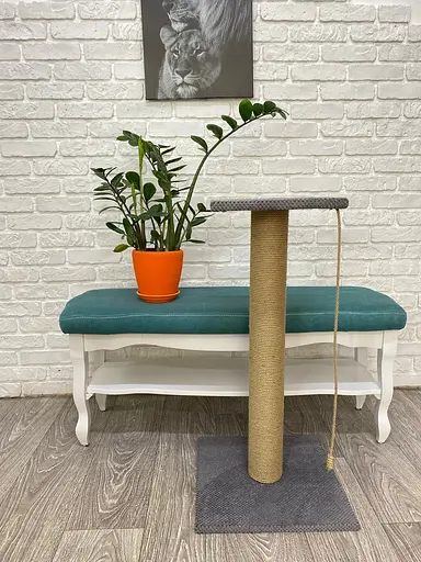 Когтеточка с лежанкой на широком столбике 85*40*40 см Синий