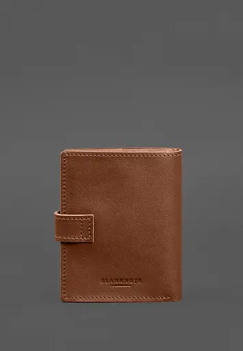 Кожаная обложка-портмоне на паспорт с гербом Украины 25.1 Светло-коричневая - фото 7