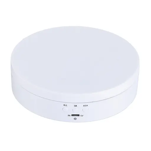 Поворотний стіл для предметної фотозйомки і демонстрації предметів з 3-ма швидкостями Bakeey 13W, діаметром 13 см, білий (100562)