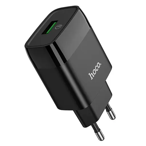 Мережевий зарядний пристрій Hoco C72Q Glorious single port QC 3.0 charger EU чорний - фото 2