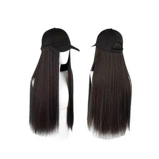 Перука кепка з волоссям 50 см Брюнетка - фото 3