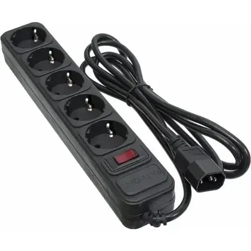 Фильтр сетевой для ИБП Patron, 5 розеток, 2 м, черный, 10А, до 2.2 кВт, выключатель, заземление, 3x1 мм² (SP-1055U) - фото 1