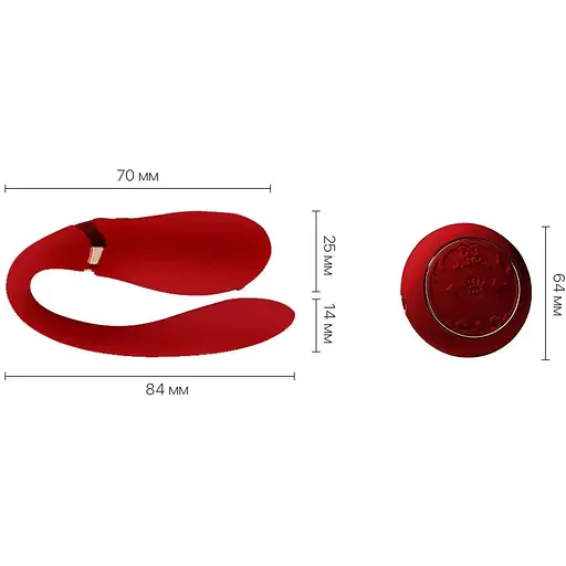 Смартвібратор для пар Zalo Fanfan set Bright Red, пульт ДК - фото 3
