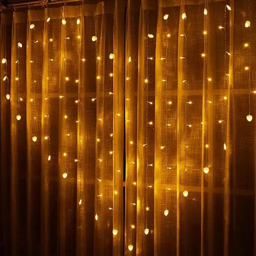 Светодиодная гирлянда Sun Lamp "Золотое сердце" 138 LED 8 режимов свечения Штора 3x2 м для окон, спальни - фото 3
