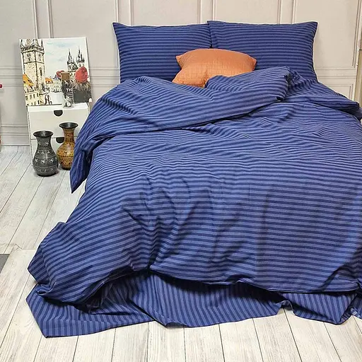 Постельное белье MERISET Синее Бязь страйп Семейный 560578-4 - фото 3