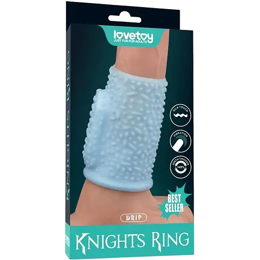 Насадка на пенис Lovetoy Knights Ring Vibrating Drip 10 см голубой