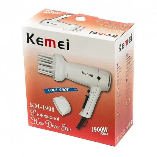 Потужний якісний маленький фен для сушіння укладання волосся Kemei 1908 дорожній фен - фото 2