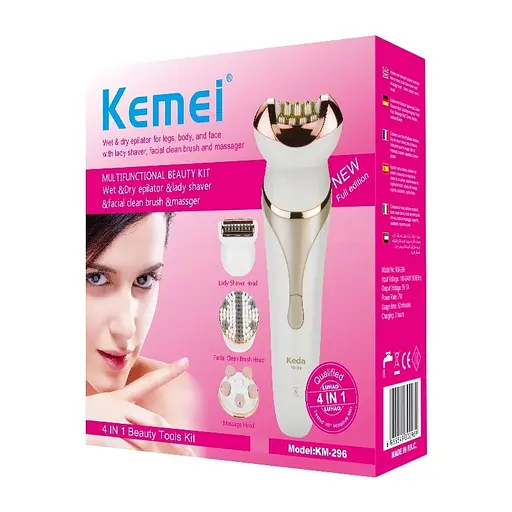 Эпилятор Kemei Km-296 с насадками (Белый) - фото 2