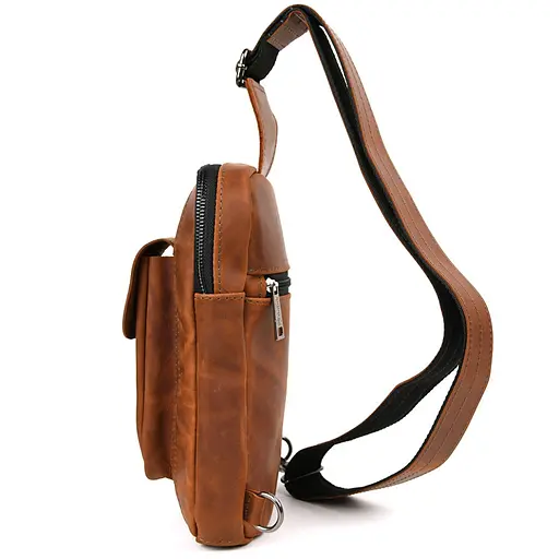Мужской коньячный слинг из кожи крейзи хорс TARWA 27.5х18х4 см sum0028236 - фото 3