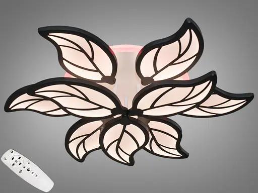 Світлодіодна люстра в стилі хай тек з пультом, диммером, 140 Вт, чорна - фото 1