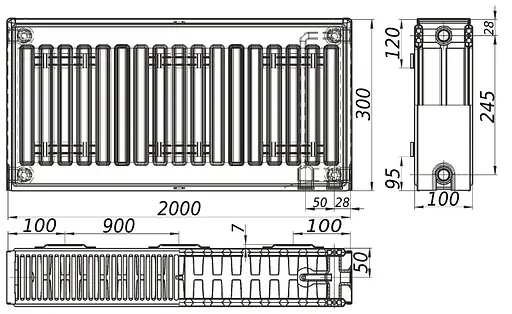 Радіатор сталевий KALITE 22/300х2000 для опалення житлових і громадських приміщень потужний і надійний - фото 4