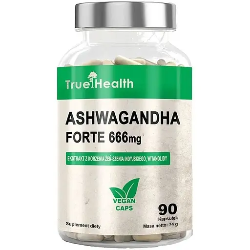 Экстракт корня ашваганды True Health Ashwagandha Forte 666 mg, 90 вегакапсул для борьбы со стрессом